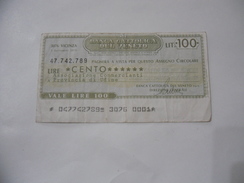MINIASSEGNO BANCA CATTOLICA DEL VENETO LIRE 100. - [10] Chèques