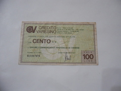 MINIASSEGNO CREDITO VARESINO LIRE 100. - [10] Cheques Y Mini-cheques