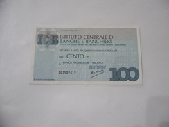 MINIASSEGNO ISTITUTO CENTRALE BANCHE E BANCHIERI LIRE 100. - [10] Cheques Y Mini-cheques