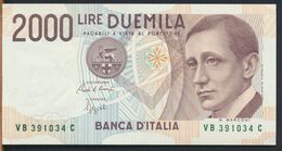 °°° ITALIA - 2000 LIRE G. MARCONI 06/03/1992 SERIE VB FDS/UNC NUMERI VERDI °°° - 2000 Liras