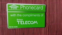 Phonecard UK With Compliments 3 Units 070 C (Mint,Neuve) Rare - BT Emissions Privées