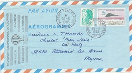 Transport Exceptionnel De Courrier Par Ballon LE MEGEVE 1983 Entier Postal Yvert 1009 AER Pour Allevard Passe Crécy - 1960-.... Lettres & Documents