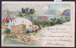 Lugano - Paradiso - Hotel Europe ( Litho ) - Propr. Ed. Düringer & H. Burkard Ca 1900 (15'216) - Paradiso