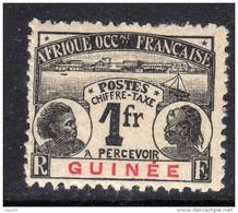 Guinée Française Taxe  N° 15 XX ,  1 F. Noir Sur Rose Sans Charnière Dentelure Irrégulière Sinon TB - Other & Unclassified