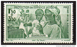 Guadeloupe PA N° 1 X Protection De L'enfance Indigène : 1 F.50 + 3 F. 50 Vert Trace De  Charnière Sinon TB - Poste Aérienne