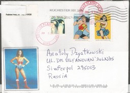 USA. Wonder Woman Superhero, On Letter From New-York Sent To Russia - Bandes Dessinées
