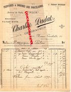 87-LIMOGES-RARE LETTRE FACTURE SIGNEE CHARLES DADAT-DECORATEUR DOREUR SUR PORCELAINE-PORCELAINES-82 AVENUE GAMBETTA-1899 - 1800 – 1899