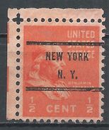 United States 1938. Scott #803 (U) Benjamin Franklin, Precanceled New York N.Y. - Precancels