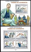 BURUNDI 2013 - Sports, Vélos, Natation, Pierre De Coubertin - Feuillet 4 Val + BF Neufs // Mnh // CV 36.00 Euros - Unused Stamps
