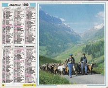 ALMANACH DU FACTEUR 1990 LA POSTE  OBERTHUR Transhumance Berger  Chèvres - Tamaño Grande : 1981-90