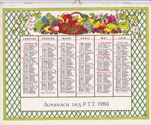 ALMANACH DES P.T.T   1986    OBERTHUR Fruit Légume Jardin été - Tamaño Grande : 1981-90
