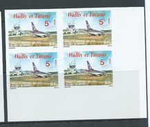 Wallis & Futuna 1979 5 Fr Airport & Plane Imperforate Block Of 4 MNH - Unused Stamps