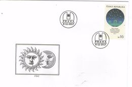 Year 2017 - 100 Yers Czech Astronomical Society, FDC, Sun And Moon In Cover - FDC