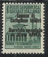 EMISSIONI LOCALI CASTIGLIONE D'INTELVI 1945 MONUMENTI LIRE 1 SU 0.25 CENT. MNH - Ortsausgaben/Autonome A.