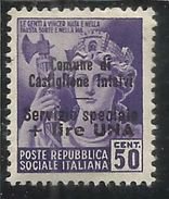 EMISSIONI LOCALI CASTIGLIONE D'INTELVI 1945 LIRE 1 SU CENT. 0.50c MNH - Lokale/autonome Uitgaven