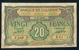 ALGERIA P22 20 FRANCS 1948 AVF 2 P.h. ! - Algeria