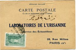 TURQUIE CARTE POSTALE BON POUR UN FLACON ECHANTILLON D'URISANINE DEPART GALATA 8-12-27  POUR LA FRANCE - Covers & Documents