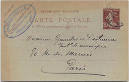 France Entiers Postaux - 20 C Brun Semeuse Camée - Carte Postale - Oblitéré - Cartoline Postali E Su Commissione Privata TSC (ante 1995)