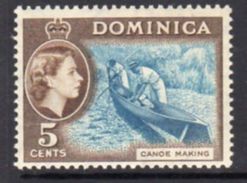 Dominica 1954-62 QEII  5c Canoe Making Definitive, MNH, SG 147 - Dominique (...-1978)