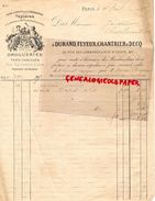 75- PARIS- RARE FACTURE 1877-DURAND-FEYEUX-CHANTRIER ET DECQ-DROGUERIE USINE TAPIOCAS-THES VANILLES-33 RUE DES LOMBARDS - 1800 – 1899