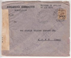 M.E.F. 5d  'Square Dot' Variety, Censor Air Mail Cover 1943, Airmail, Middle East Forces, Great Britain / Italy Occup., - British Occ. MEF