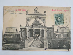 C.P.A. ALICANTE : Banos De La Diana, Sello 1905, Tampon "Jose Soler Lopez" - Alicante