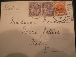 5 MAGGIO 1891..SMALL LETTER  WITH 3 POATAGESTAMPS...LETTERINA CON  3 BEI FRANCOBOLLI DELLA REGINA VITTORIA - Storia Postale