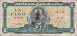 BANCONOTA  Da  1  PESO -  Banco Central De Cuba - Anno 1988 - Cuba