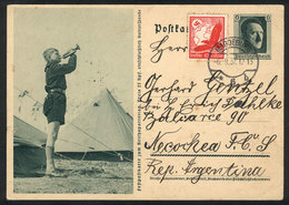 GERMANY: Illustrated Postal Card (camp Of Hitler Youth) With Additional Postage - Other & Unclassified