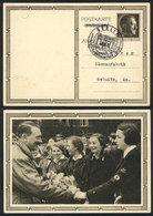 GERMANY: Postal Card Illustrated With View Of Hitler And Nazi Women, Sent From Be - Autres & Non Classés
