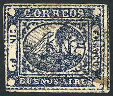 ARGENTINA: GJ.11, IN Ps. Blue, Type 31 On The Reconstruction, Immense Margins, Ti - Buenos Aires (1858-1864)