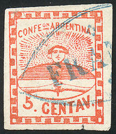 ARGENTINA: GJ.1, With Blue FRANCA Cancel Of Paraná In Double Ogive, Wide Margins, - Neufs