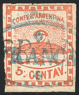 ARGENTINA: GJ.1d, With "two Periods After The 5" Variety, And DOUBLE Cancellat - Neufs
