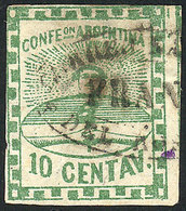 ARGENTINA: GJ.2, 10c. Green, Used In Rosario, Minor Defects, Good Appearance, Sig - Neufs