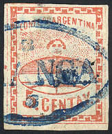 ARGENTINA: GJ.4, 5c. Large Figures, Used With Blue FRANCA Cancel Of Santa Fe, Min - Neufs