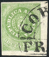 ARGENTINA: GJ.8, 10c. With Accent Over The U, Fantastic Corner Example (position - Neufs