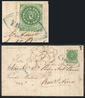 ARGENTINA: GJ.8, 10c. DARK Green, Very Nice Stamp Of 4 Margins Franking An Entire - Neufs