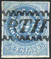 ARGENTINA: GJ.9, 15c. Blue, Very Nice Stamp With 4 Ample Margins, Framed CERTIFIC - Neufs