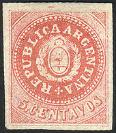 ARGENTINA: GJ.15, 5c. Narrow C, Light Red, Mint, Wide Margins, Superb, Signed Vic - Neufs