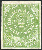ARGENTINA: GJ.8b, 10c. Green, With "8 Cut Angles" Variety, Mint, Excellent Qua - Neufs