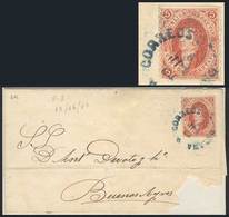 ARGENTINA: GJ.19l, 1864 5c. First Printing IMPERFORATE HORIZONTALLY Variety, On A - Oblitérés