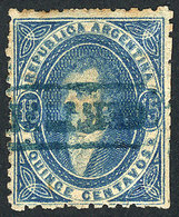 ARGENTINA: GJ.22, 15c. Clear Impression, With Framed CERTIFICADO Cancel In Blue, - Oblitérés