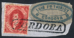 ARGENTINA: GJ.26Ab, 5th Printing, Cerise-carmine Color, PARCHMENT-LIKE PAPER, On - Oblitérés