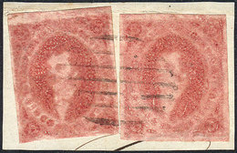 ARGENTINA: GJ.34, 8th Printing, 2 Examples On Fragment With The Scarce "ellipse - Oblitérés