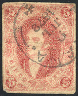 ARGENTINA: GJ.34A, 8th Printing, Yellowish Rose, With Very Notable Lacroix Freres - Oblitérés