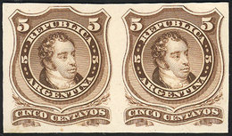 ARGENTINA: GJ.37, PROOF In Ocher-brown, Pair Printed On Card, Excellent Quality, - Autres & Non Classés