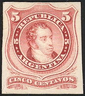 ARGENTINA: GJ.37, PROOF In Light Claret Color Printed On Card, Excellent Quality, - Autres & Non Classés