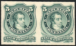 ARGENTINA: GJ.37, PROOF In Green, Pair Printed On Card, Excellent Quality, Extrem - Autres & Non Classés