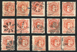 ARGENTINA: GJ.38, 13 Singles + 1 Pair With Mute Cancels, Several Rare, Very Fine - Autres & Non Classés