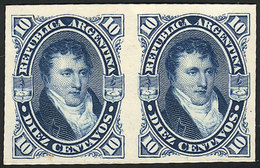 ARGENTINA: GJ.39, PROOF In Blue, Pair Printed On Card, Excellet Quality, Extremel - Autres & Non Classés